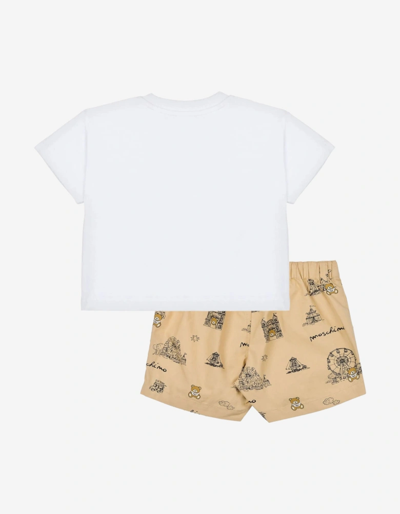 Baby Boys Teddy Bear Short Set in Beige