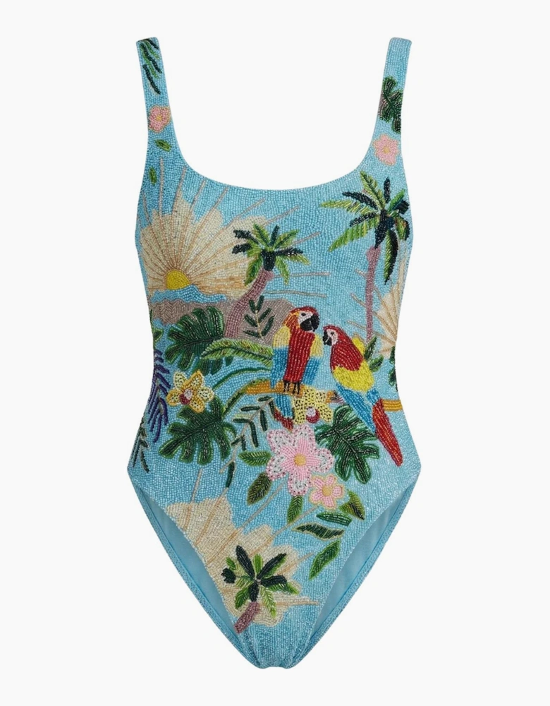 Pandora Luxe Hand Beaded Baby Blue Swimsuit