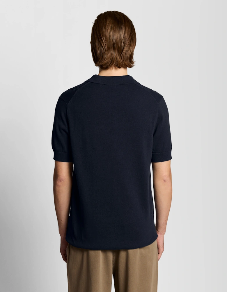 Open Collar Argyle Knitted Polo Shirt