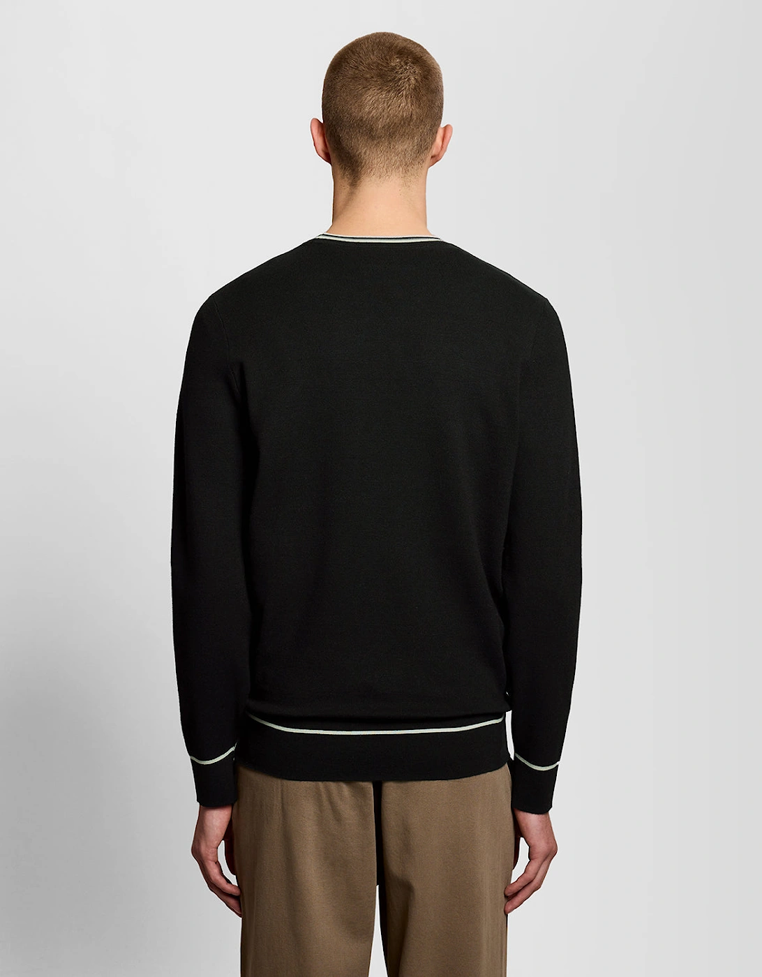 Tipped Knitted Crew Neck Jumper