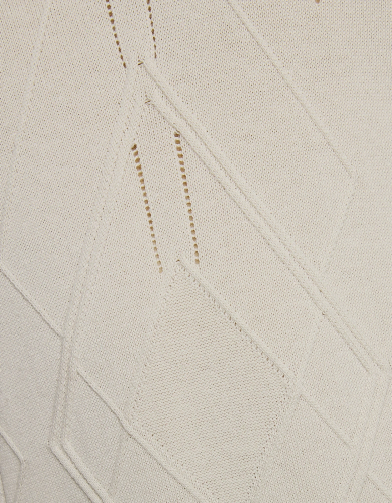 Open Collar Argyle Knitted Polo Shirt