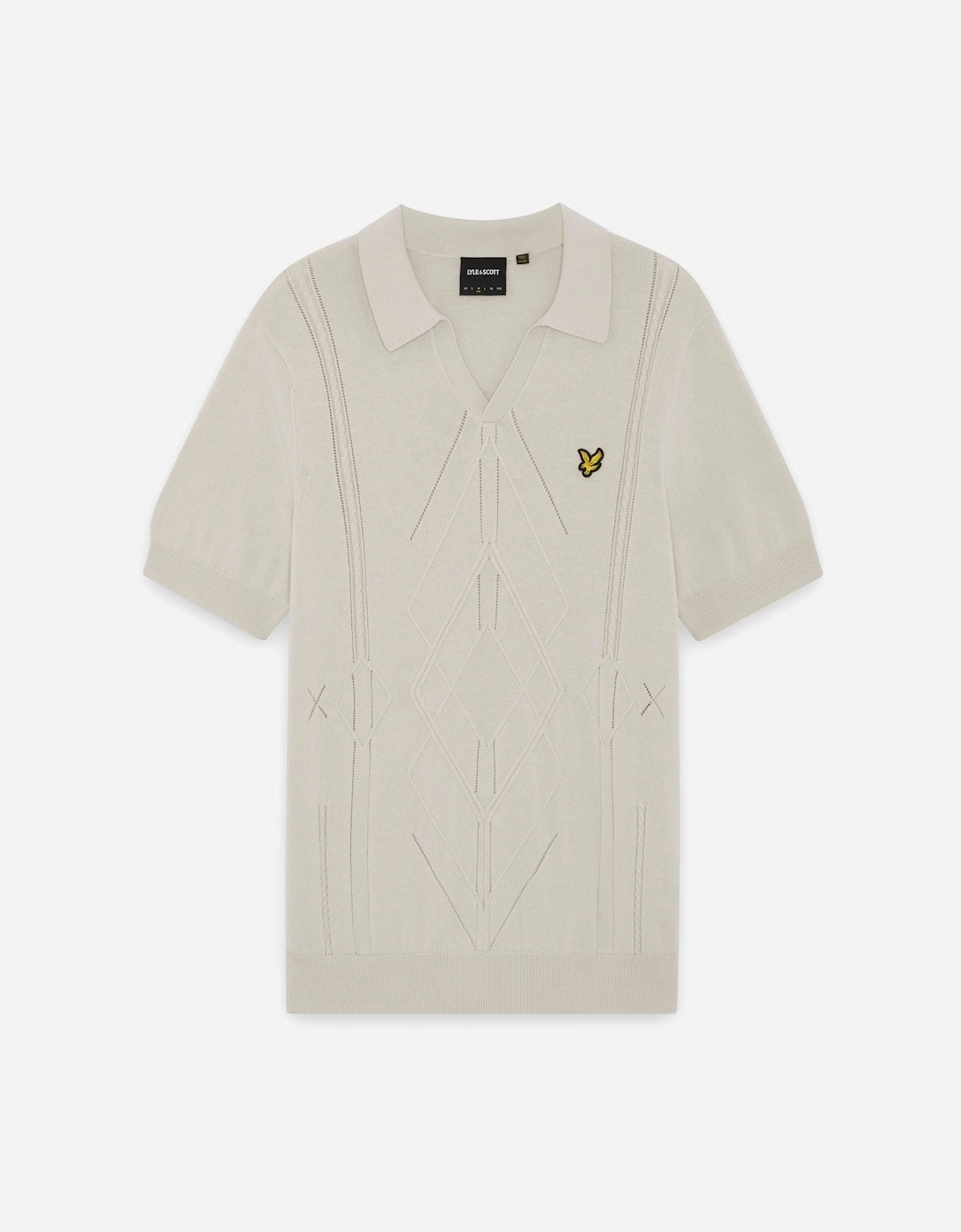 Open Collar Argyle Knitted Polo Shirt