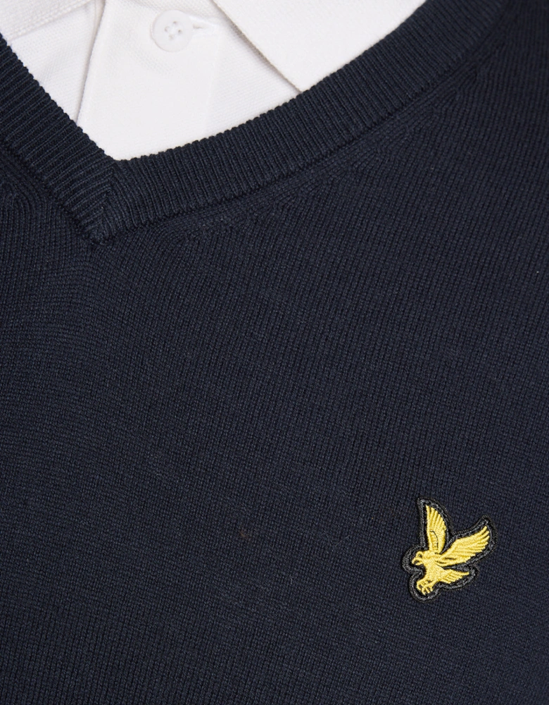 Cotton Blend V-Neck Jumper