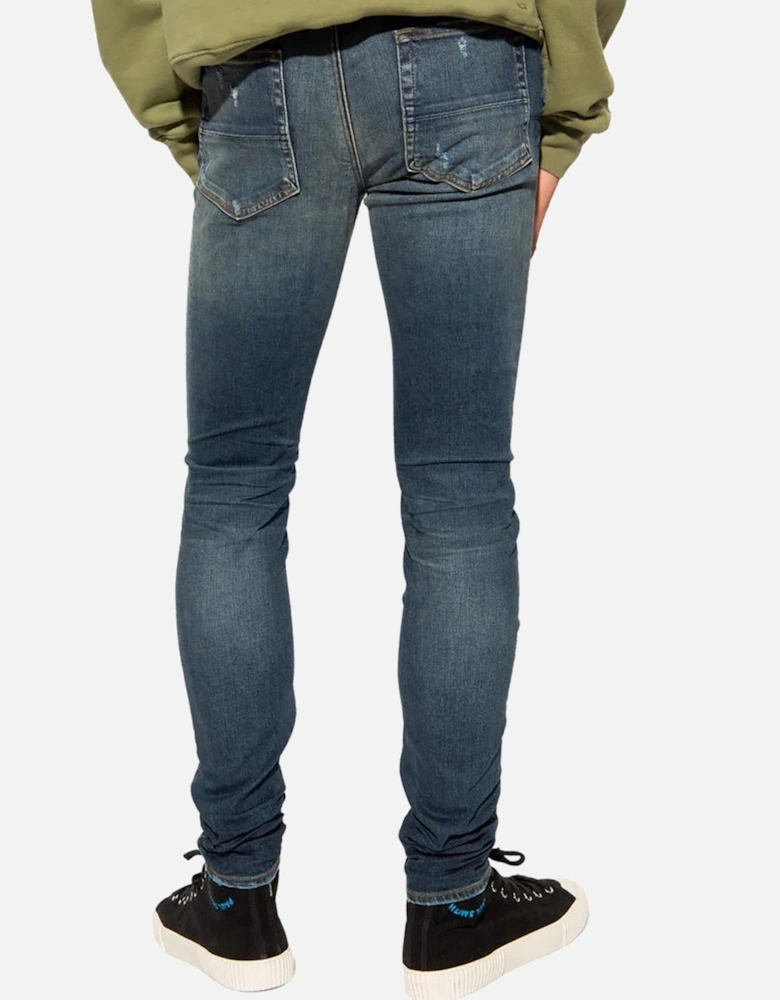 Slim Fit Slash Classic Denim Jeans in Deep Blue