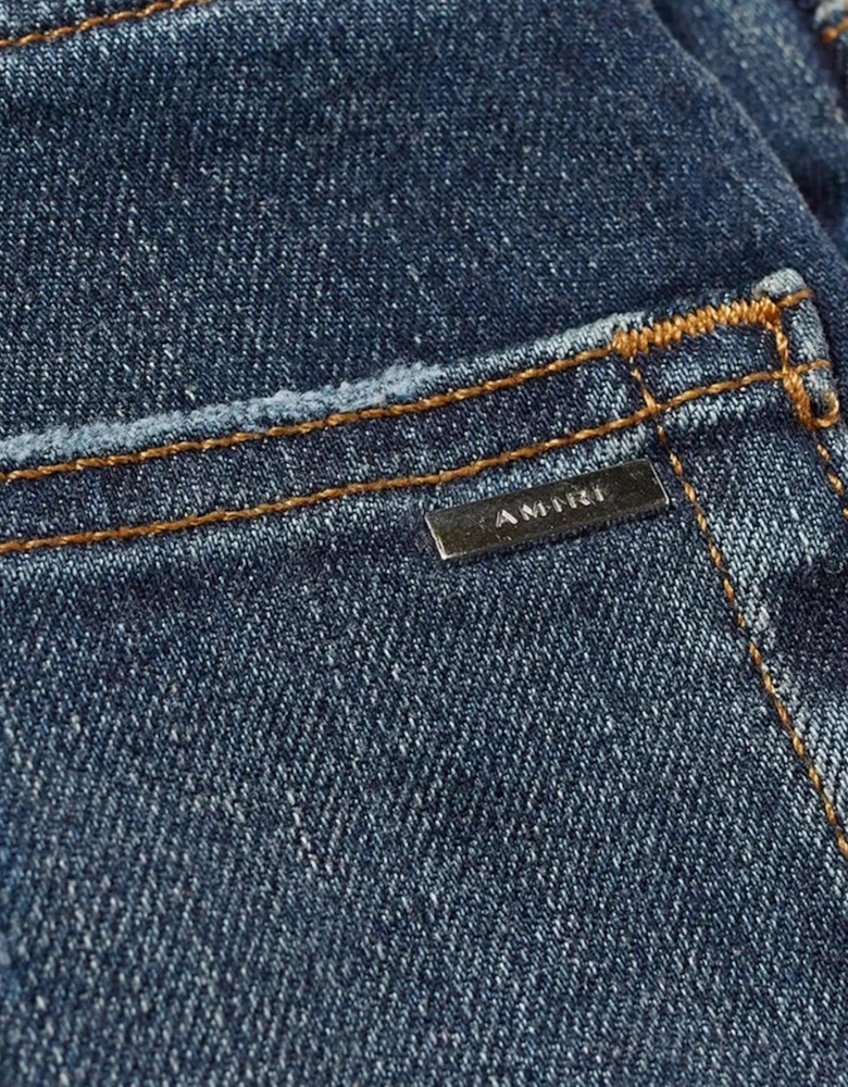 Slim Fit Slash Classic Denim Jeans in Deep Blue