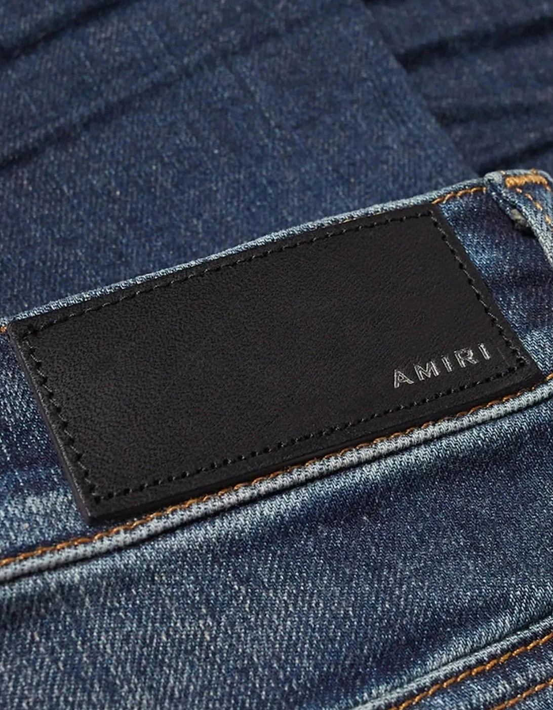 Slim Fit Slash Classic Denim Jeans in Deep Blue