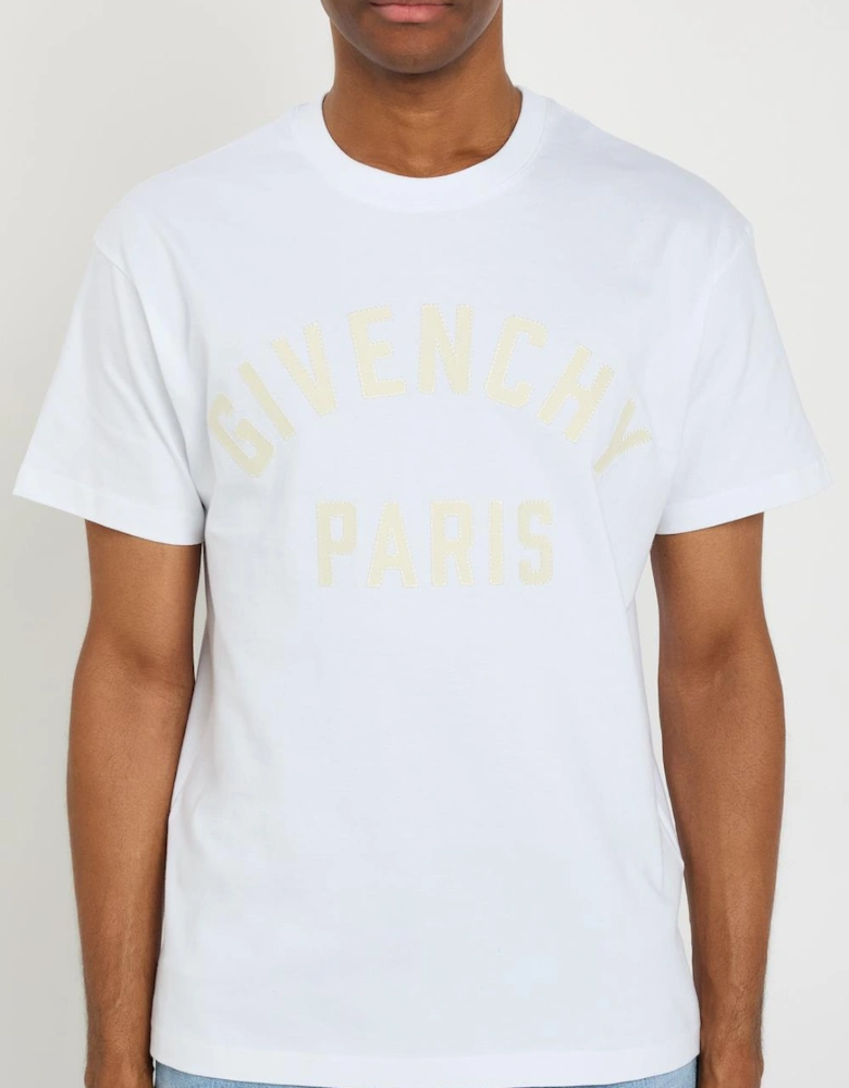 Yellow Applique Logo T-Shirt in White