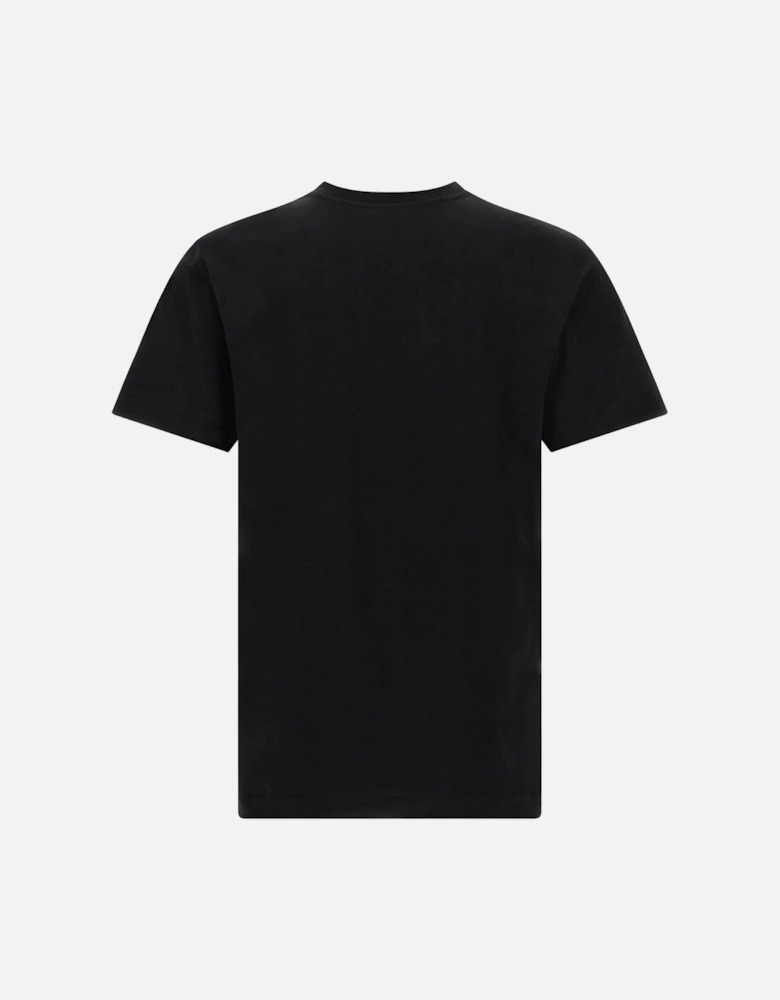 Italian Sportswear Flocked Logo T-Shirt in Black