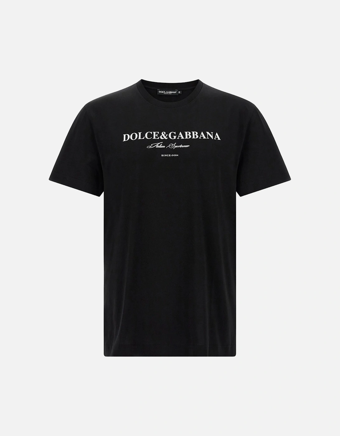 Italian Sportswear Flocked Logo T-Shirt in Black, 3 of 2