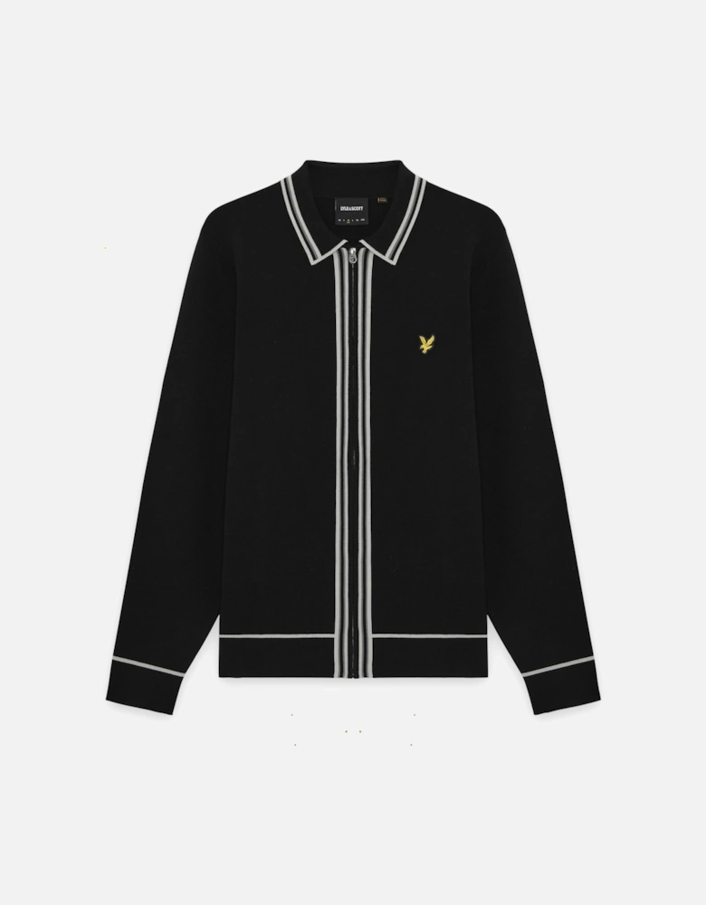Tipped Full Zip Knitted Jumper