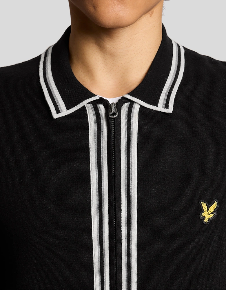 Tipped Full Zip Knitted Jumper