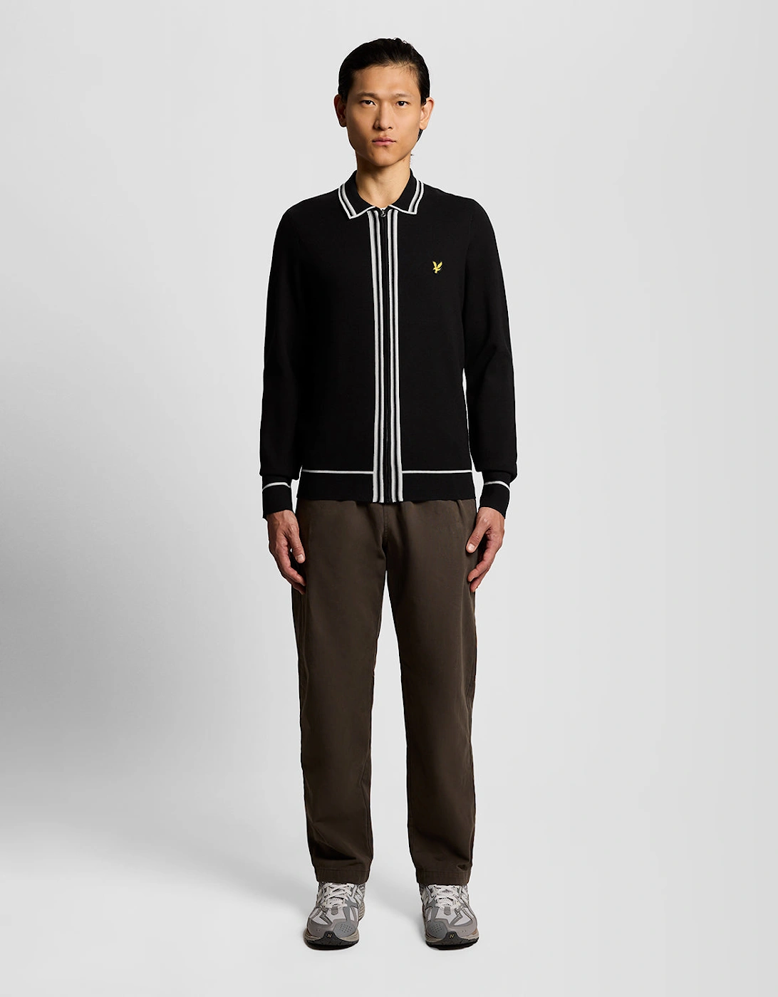 Tipped Full Zip Knitted Jumper