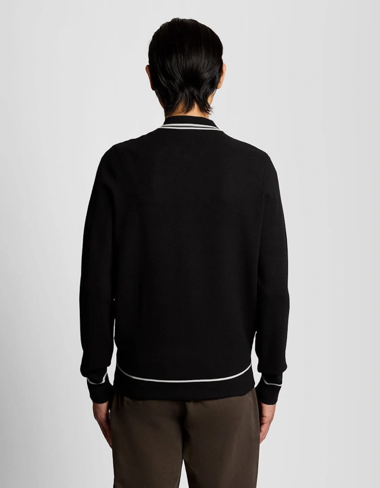 Tipped Full Zip Knitted Jumper
