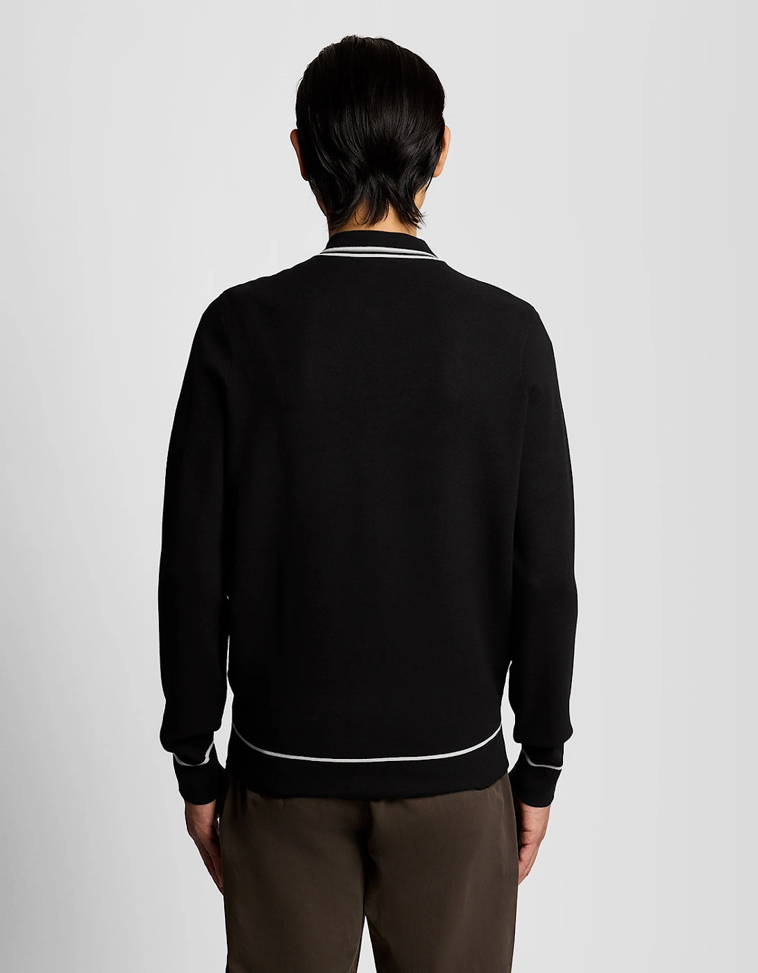 Tipped Full Zip Knitted Jumper