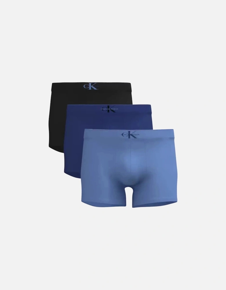 3-Pack CK Archive Boxer Trunks, Black/Blue/Blue