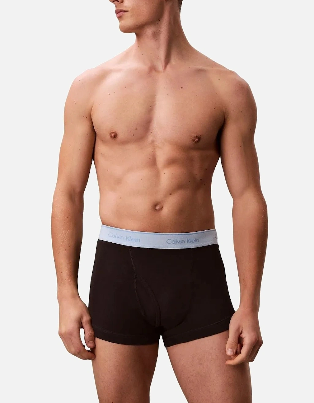 5-Pack Cotton Classics Boxer Trunks, Black w/ red/blue/grey