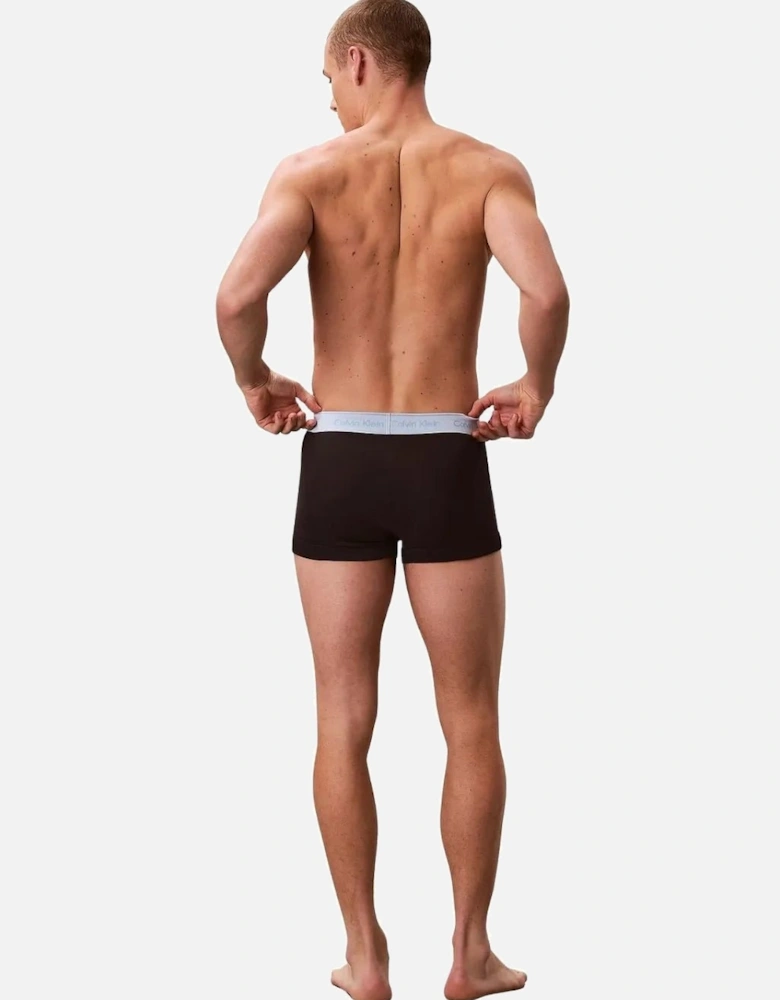 5-Pack Cotton Classics Boxer Trunks, Black w/ red/blue/grey