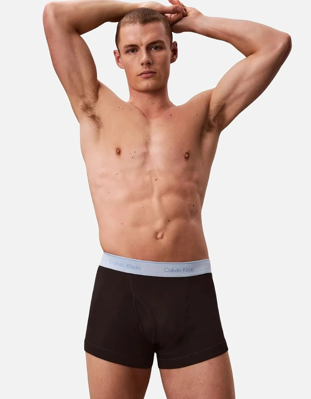 5-Pack Cotton Classics Boxer Trunks, Black w/ red/blue/grey