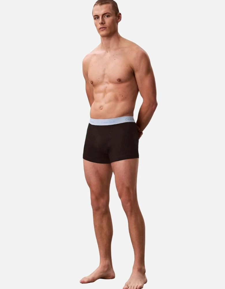 5-Pack Cotton Classics Boxer Trunks, Black w/ red/blue/grey