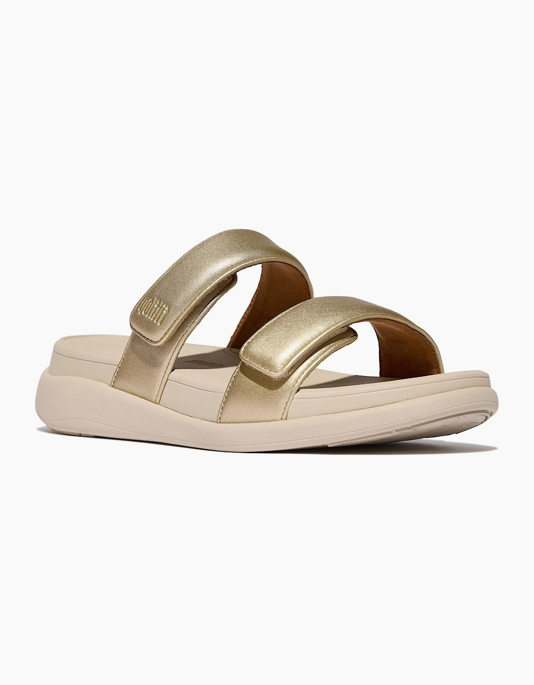 Fitflop Women's Gold F-Mode Go Polyurethane Platino Sandals - Size: 8