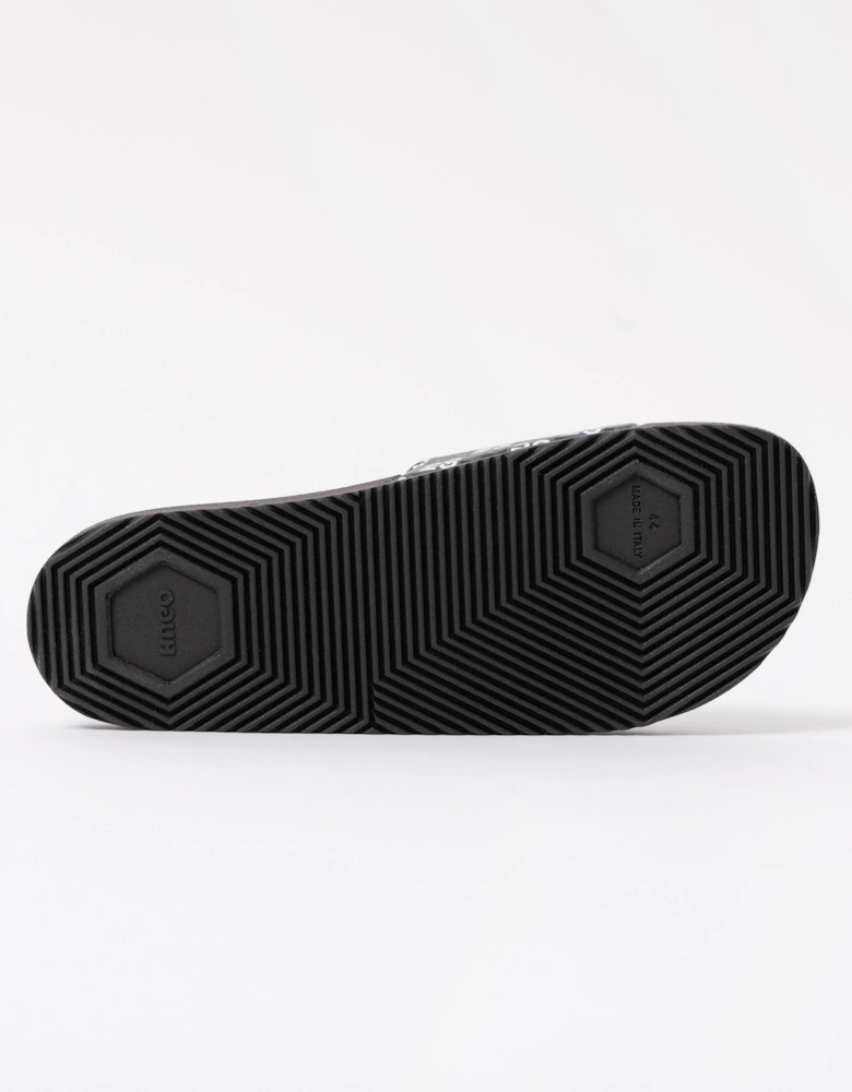 HUGO Timein Slides with Checkered Logo Strap - Black 001