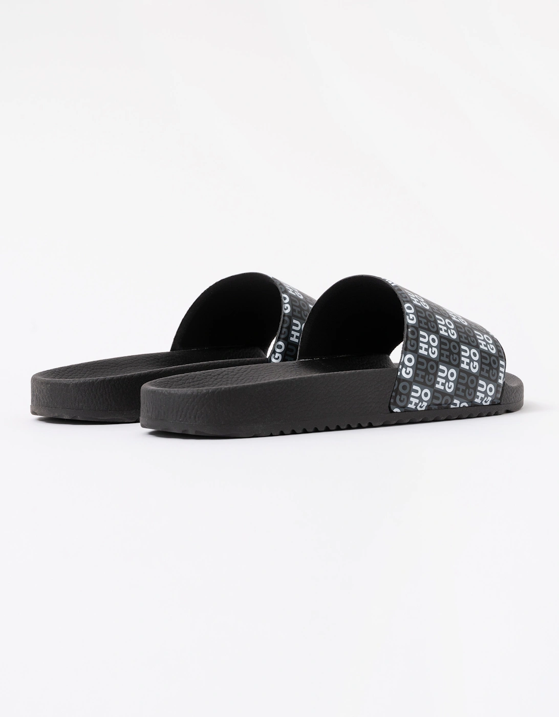 HUGO Timein Slides with Checkered Logo Strap - Black 001