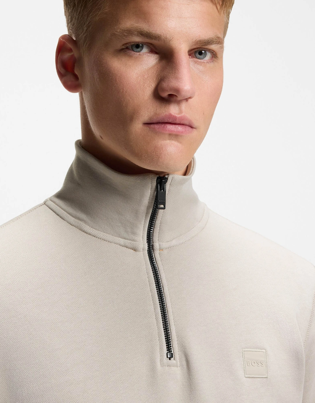 BOSS Orange Zetrust Mens 1/4 Zip Sweatshirt - Open Grey 070