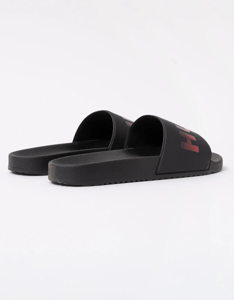 HUGO Timein Mens Gradient Logo Slides - Black 001