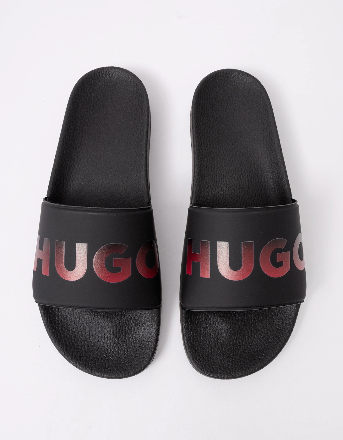 HUGO Timein Mens Gradient Logo Slides - Black 001