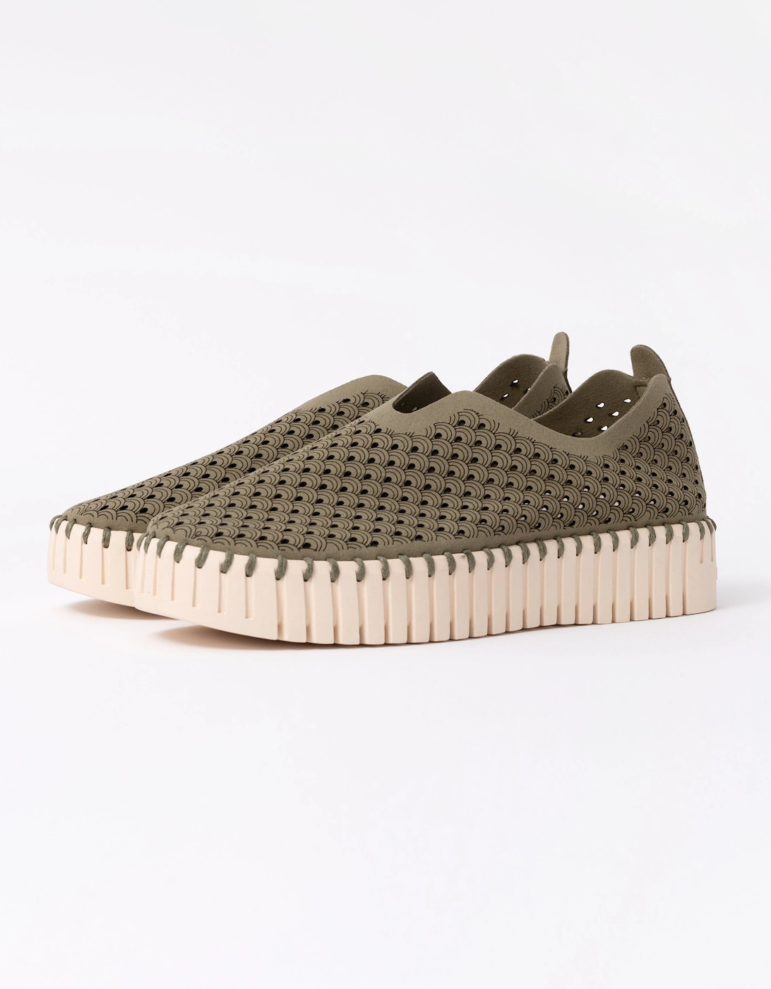 Ilse Jacobsen Women's Ilse Jacobsen Tulip Slip-In Womens Platform Shoes - Army 410 - Tan