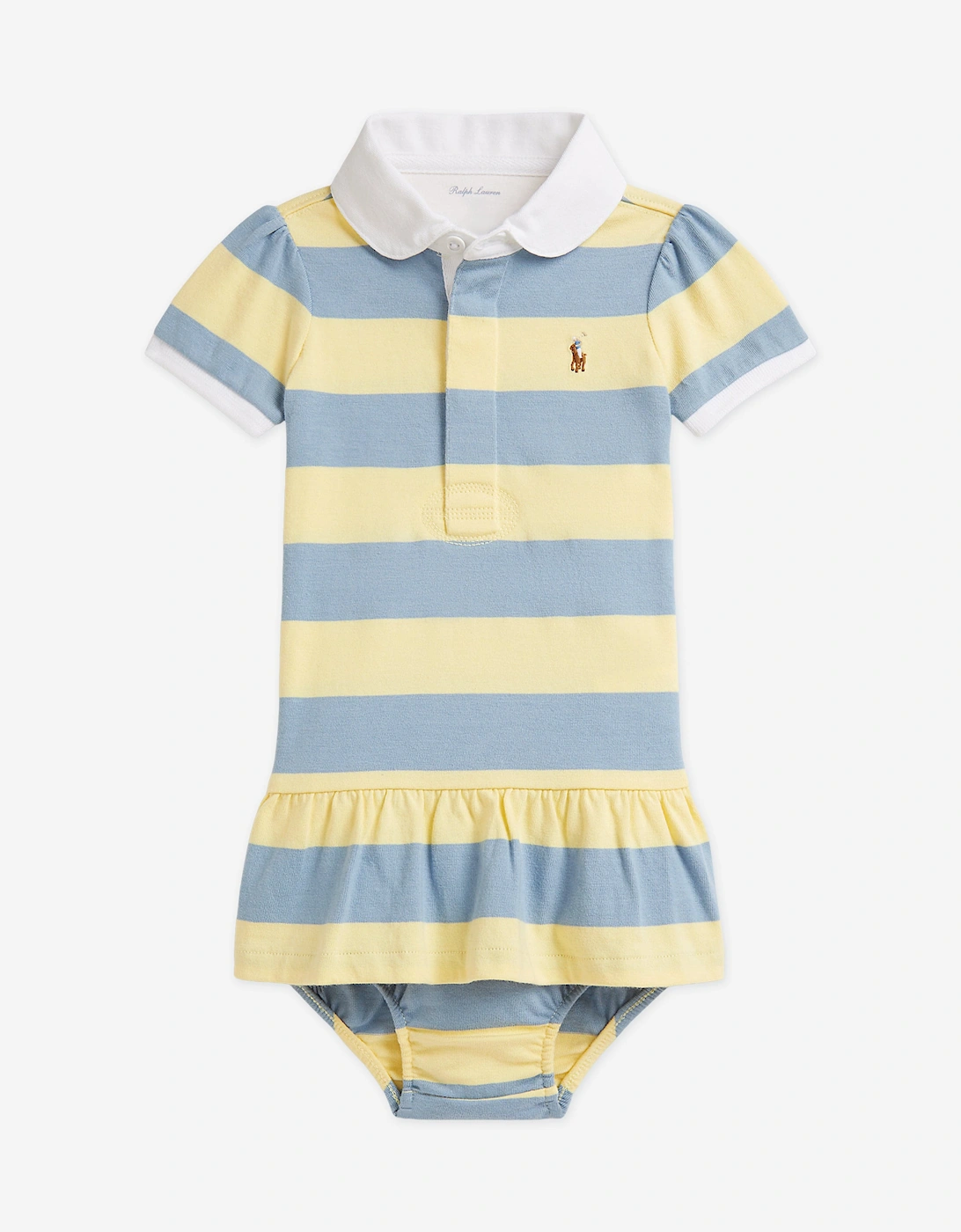 Baby Girls Striped Jersey Rugby Dress in Yellow, 6 of 5