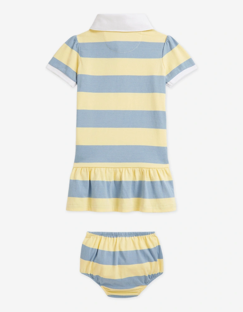 Baby Girls Striped Jersey Rugby Dress in Yellow