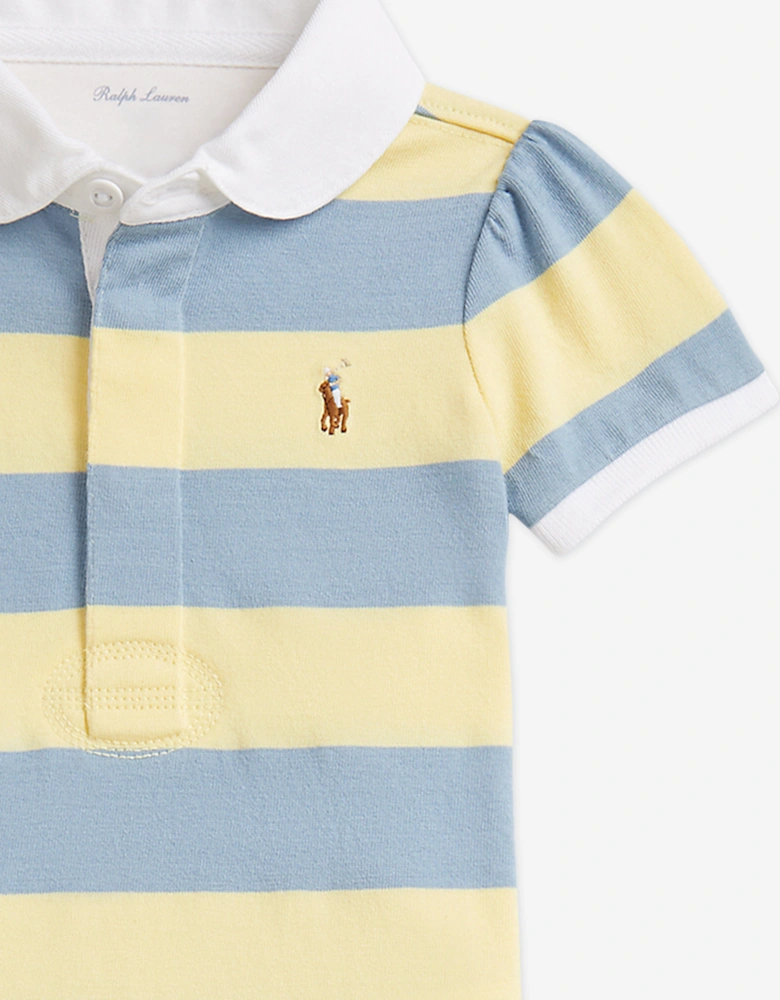 Baby Girls Striped Jersey Rugby Dress in Yellow