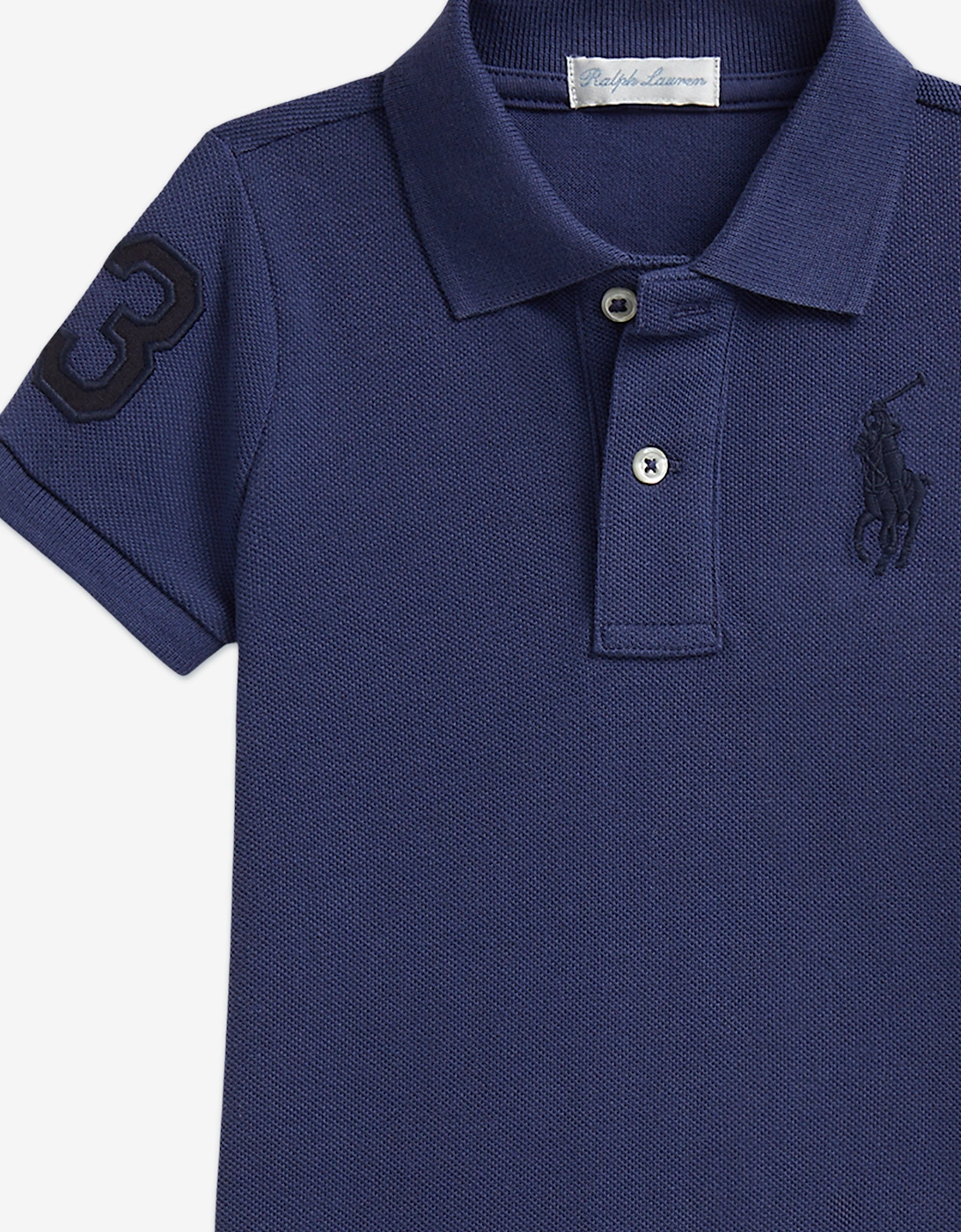 Baby Boys Polo Romper in Navy