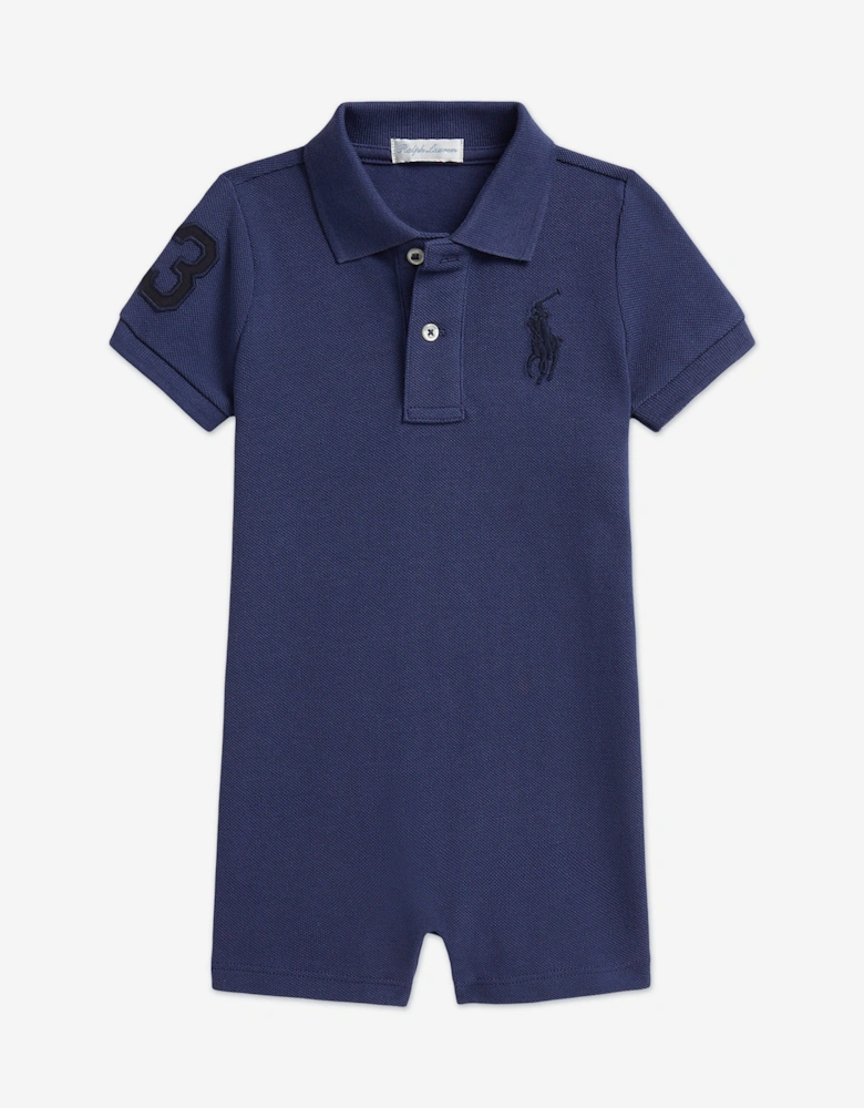 Baby Boys Polo Romper in Navy