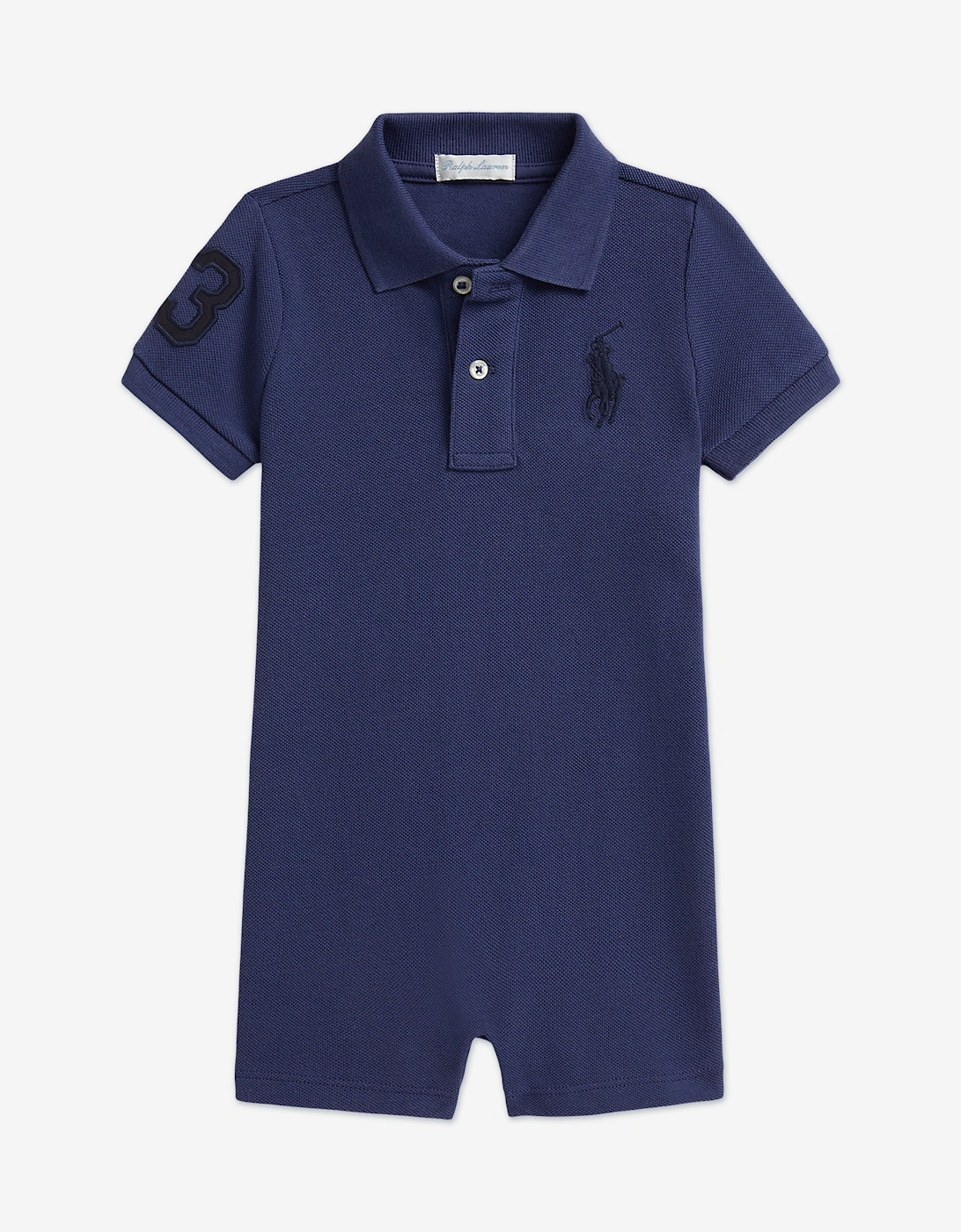 Baby Boys Polo Romper in Navy, 5 of 4