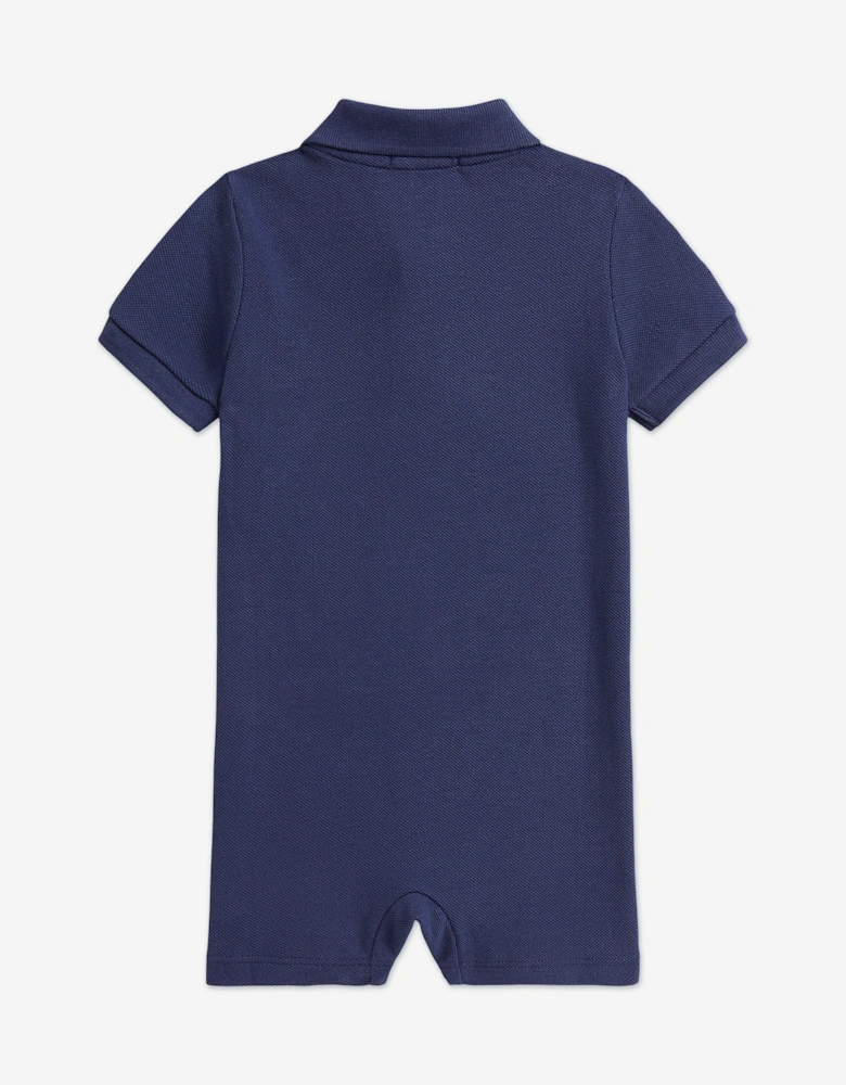 Baby Boys Polo Romper in Navy