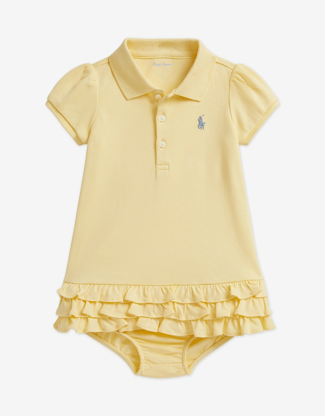 Baby Girls Ruffel Polo Dress in Yellow, 6 of 5