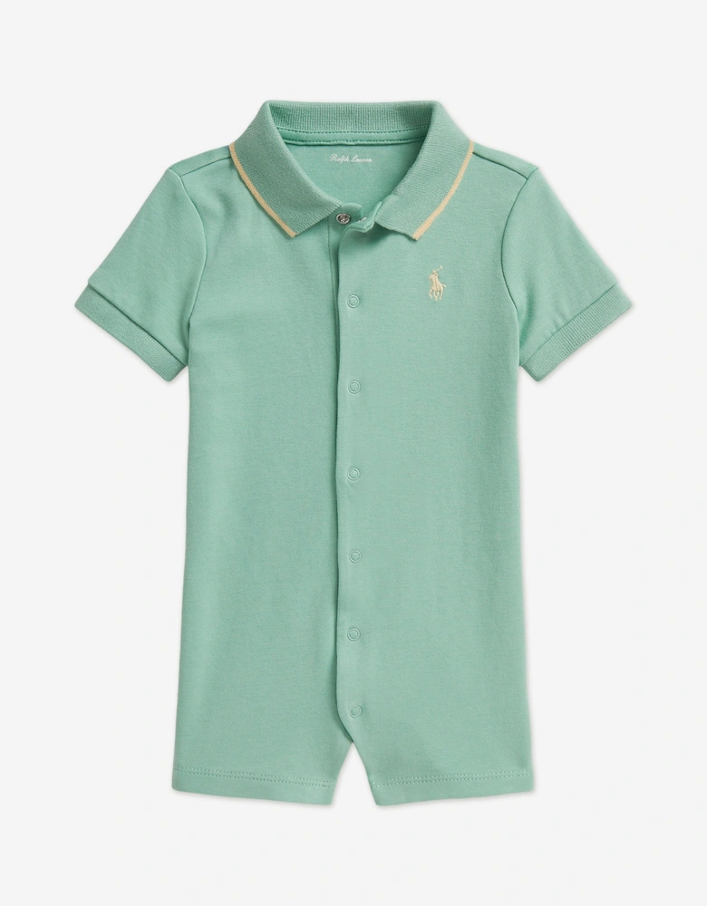 Baby Boys Polo Romper in Green