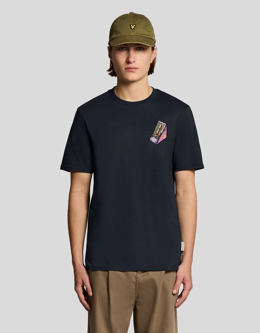 Lyle And Scott Men's Black Embroidered Graphic Crew Neck T-Shirt  34 Xs
