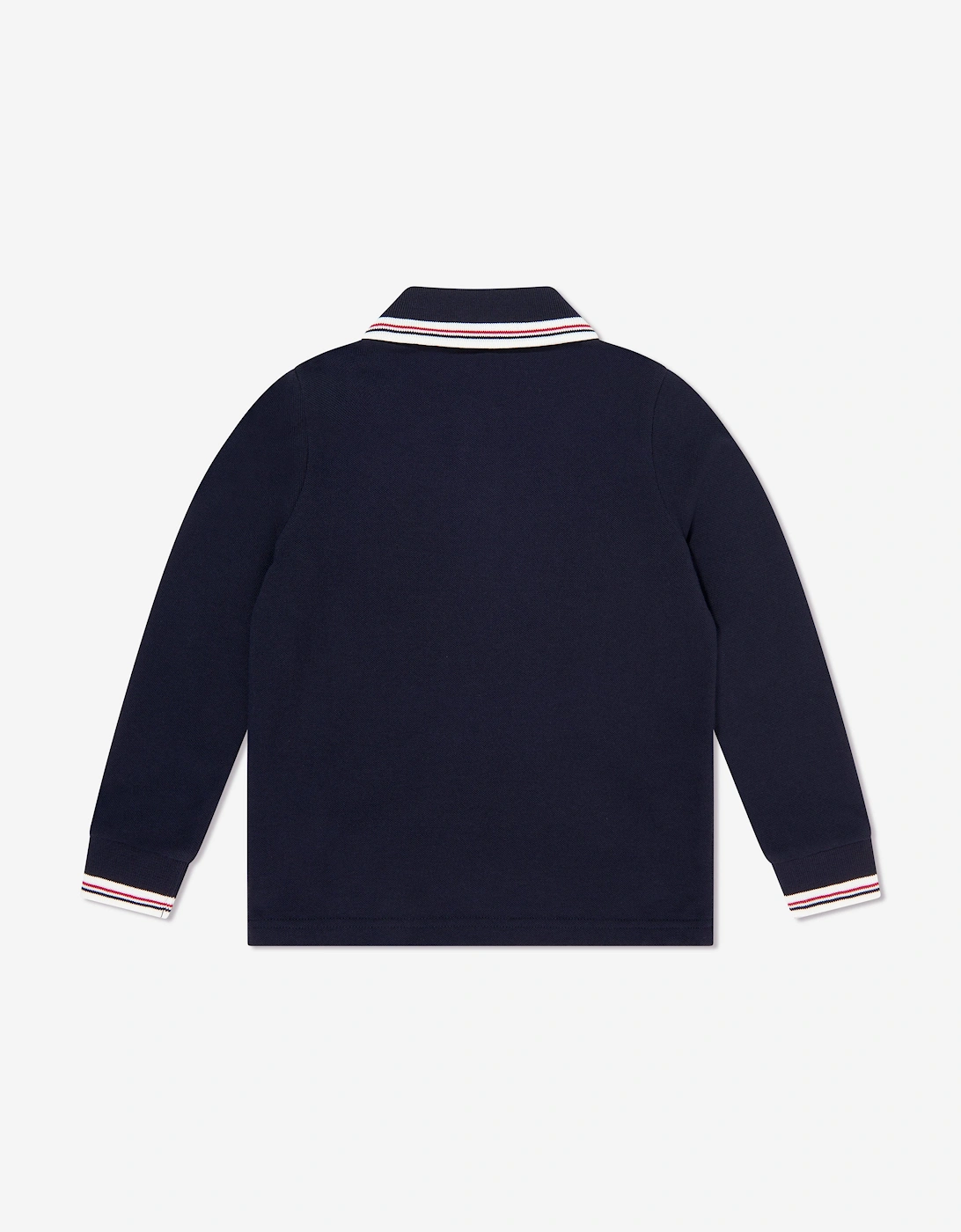 Enfant Boys Cotton Long Sleeve Polo Shirt in Navy