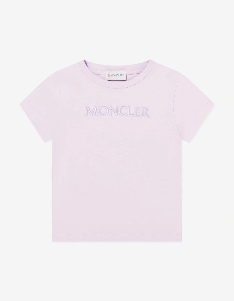 Enfant Girls Cotton Logo T-Shirt in Purple