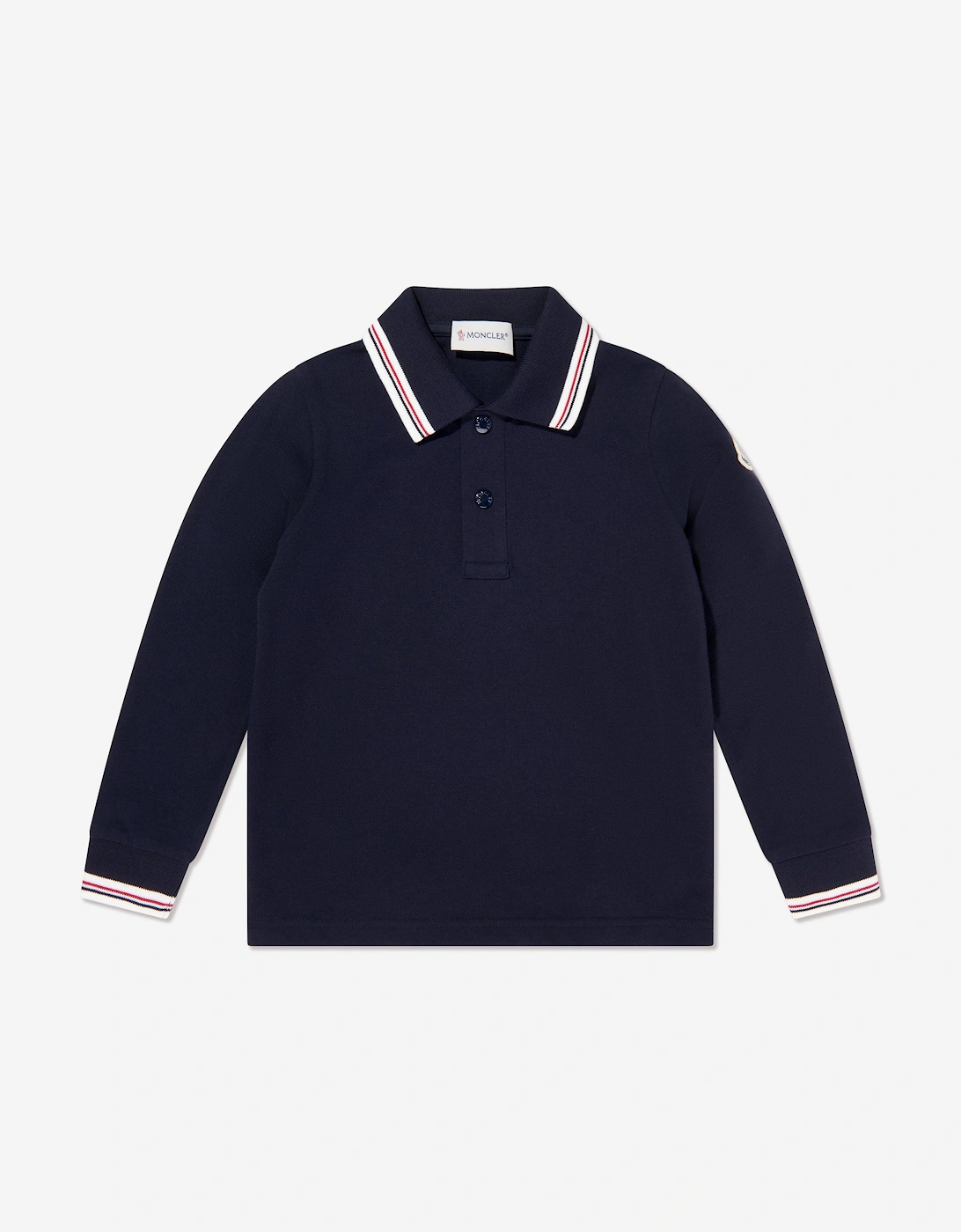 Enfant Boys Cotton Long Sleeve Polo Shirt in Navy, 5 of 4