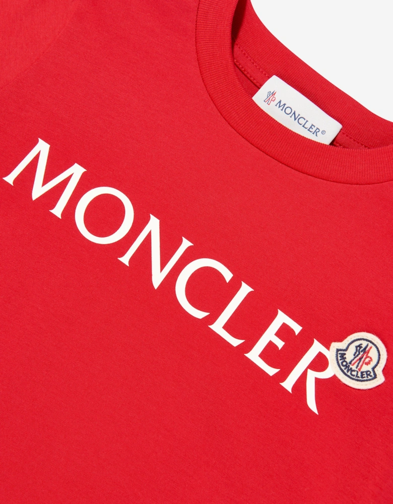 Enfant Boys Cotton Logo T-Shirt in Red