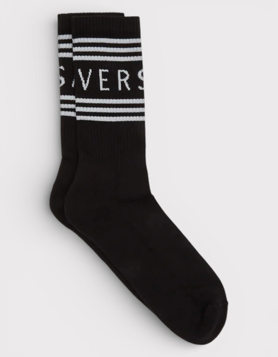 Versace Women's Black Logo Socks White - Size: 6.5/6/7/7.5