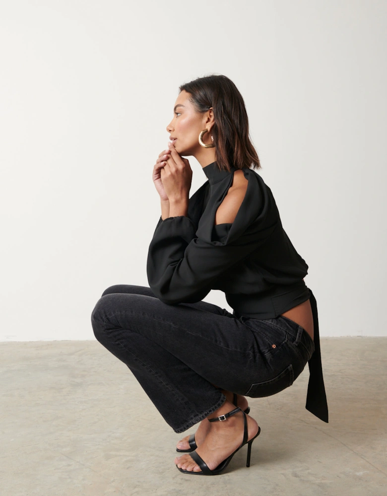 Selena Cold Shoulder Top - Black