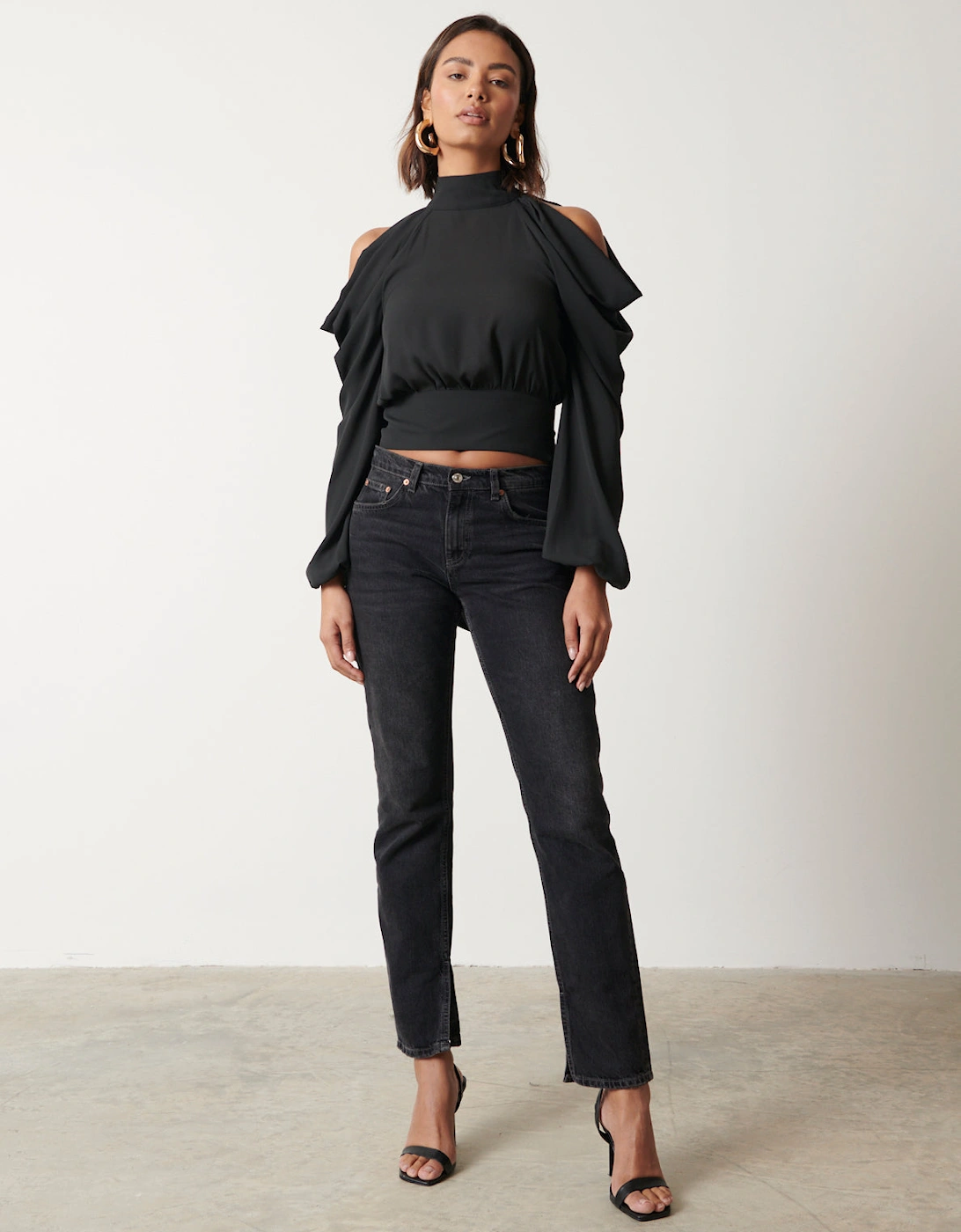 Selena Cold Shoulder Top - Black