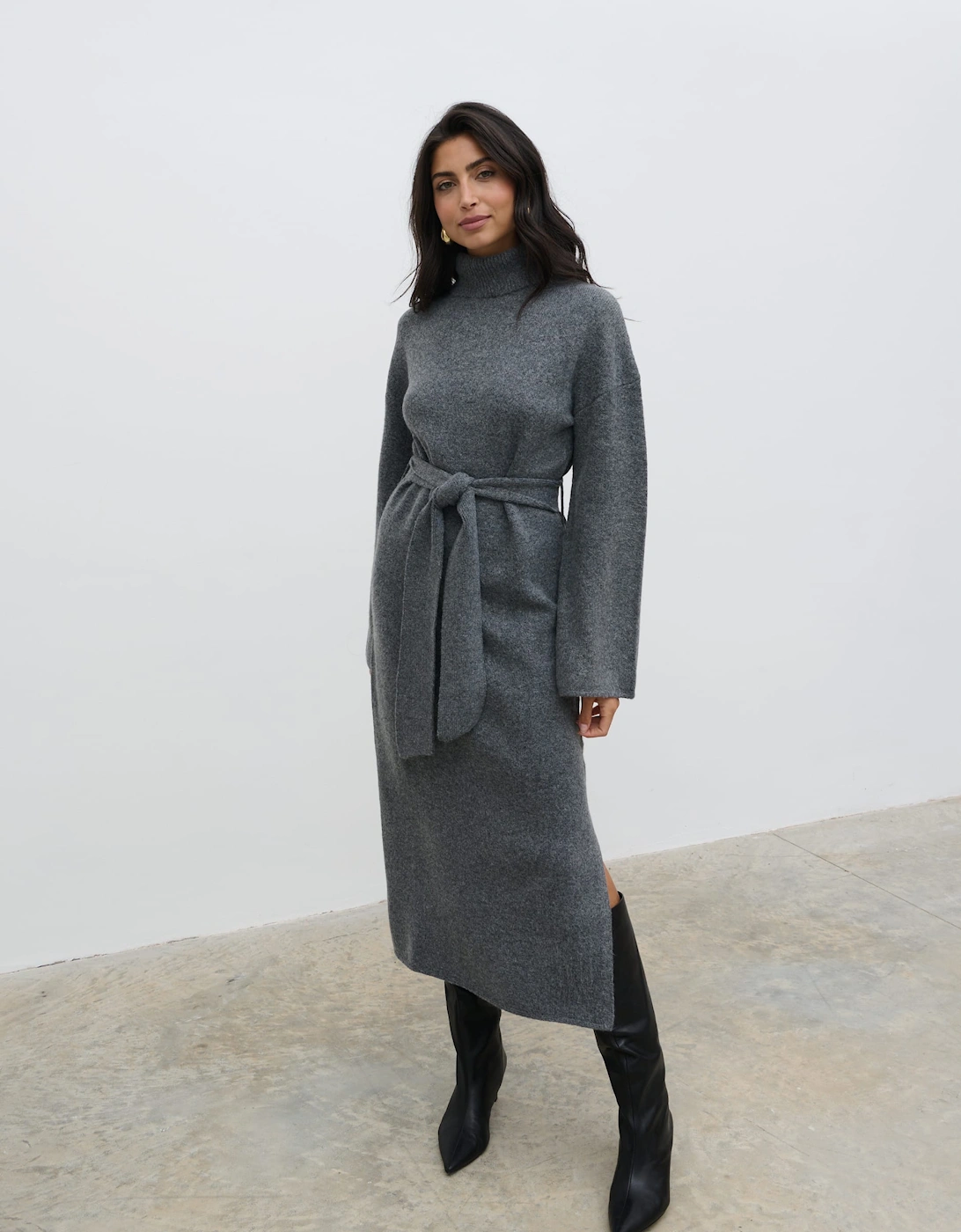 Wrenley Midaxi Knit Dress - Charcoal