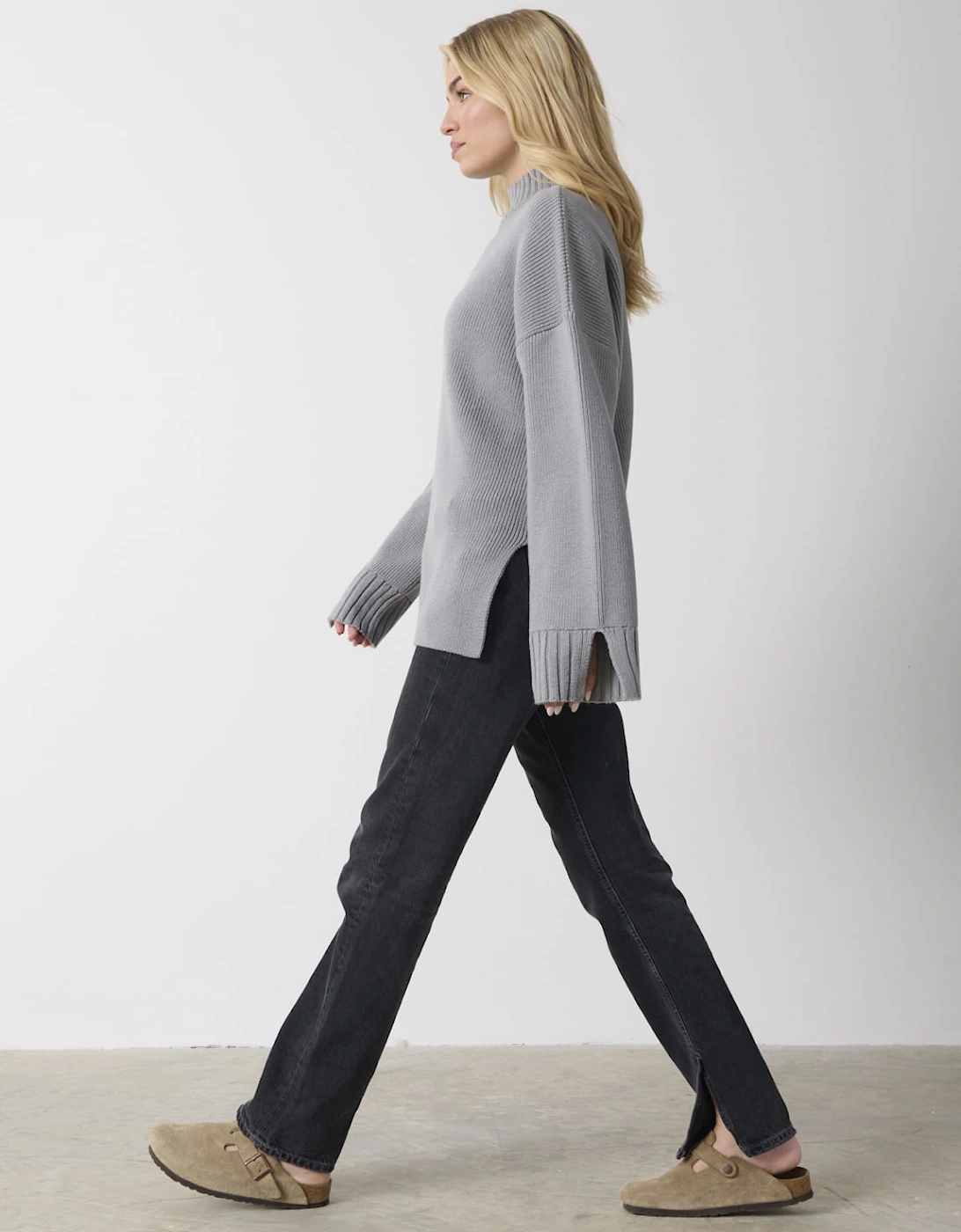 Amory Grown Neck Knit Jumper - Grey