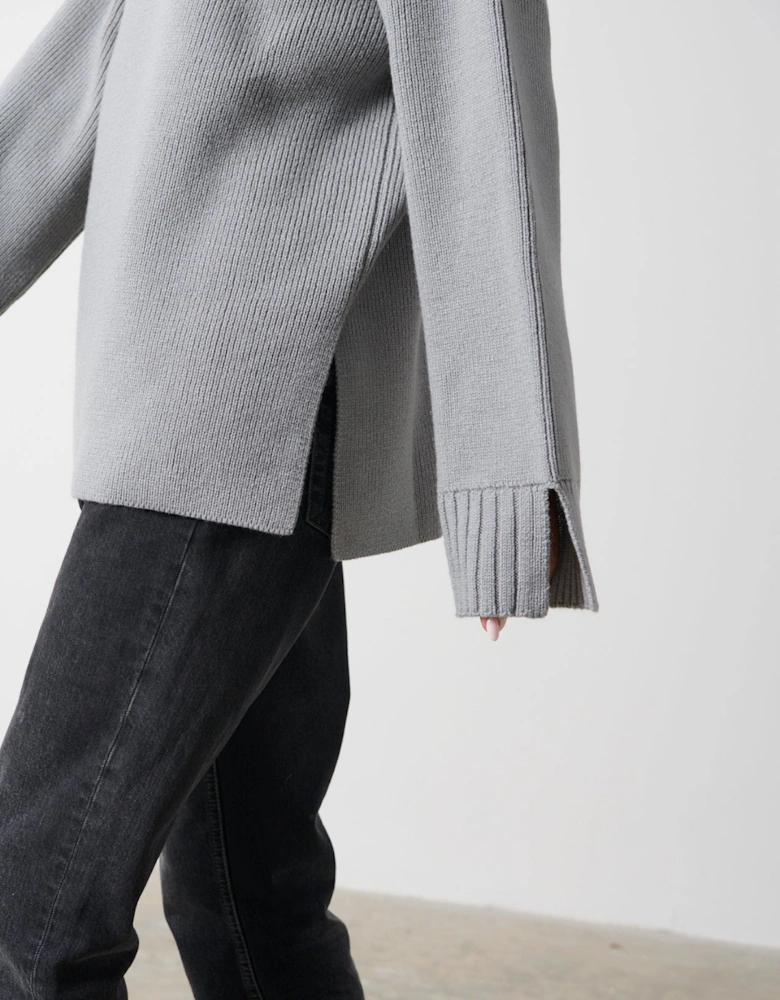 Amory Grown Neck Knit Jumper - Grey